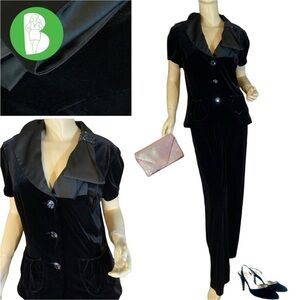 CACHET BLACK VELOUR SPECIAL OCCASION PANT SUIT SET NWT (L)